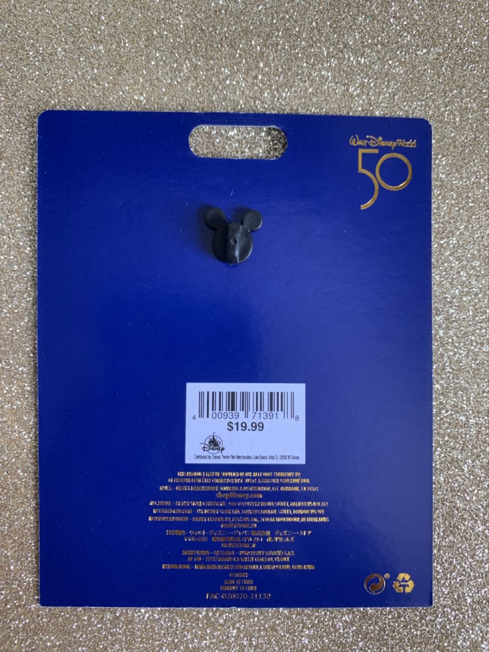 Disney Wdw 50th Celebration Mickey Patch And Mickey Ear Hat Pin New With Card - Disney Theme Park Merchandise (Walt Disney World Resorts 50th Anniversary) action figure collectible [Barcode 400939713918] - Main Image 3