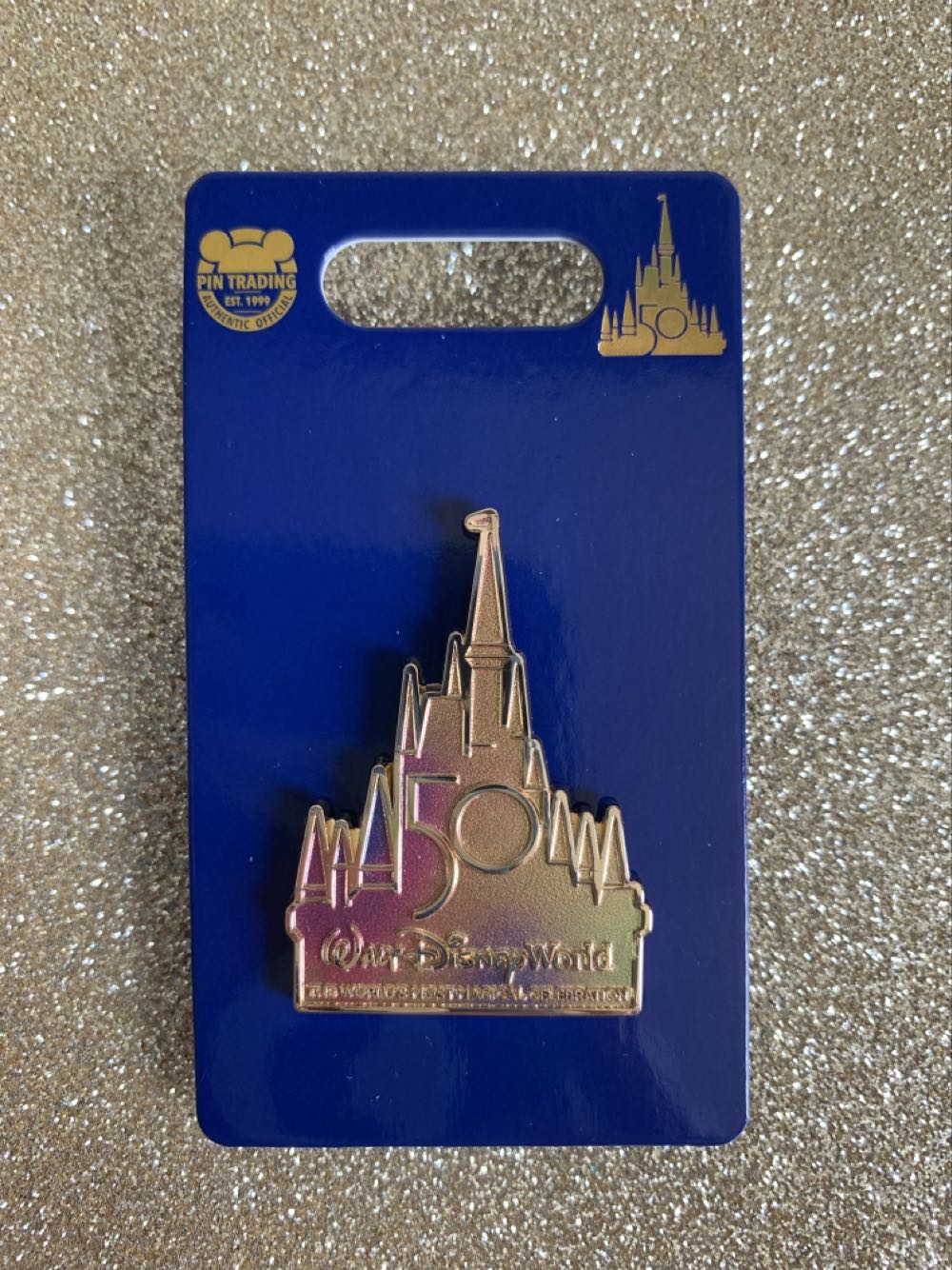 Disney Walt Disney World 50th Anniversary Castle Pin New - Disney Theme Park Merchandise (Walt Disney World Resorts 50th Anniversary) action figure collectible [Barcode 400938113375] - Main Image 2
