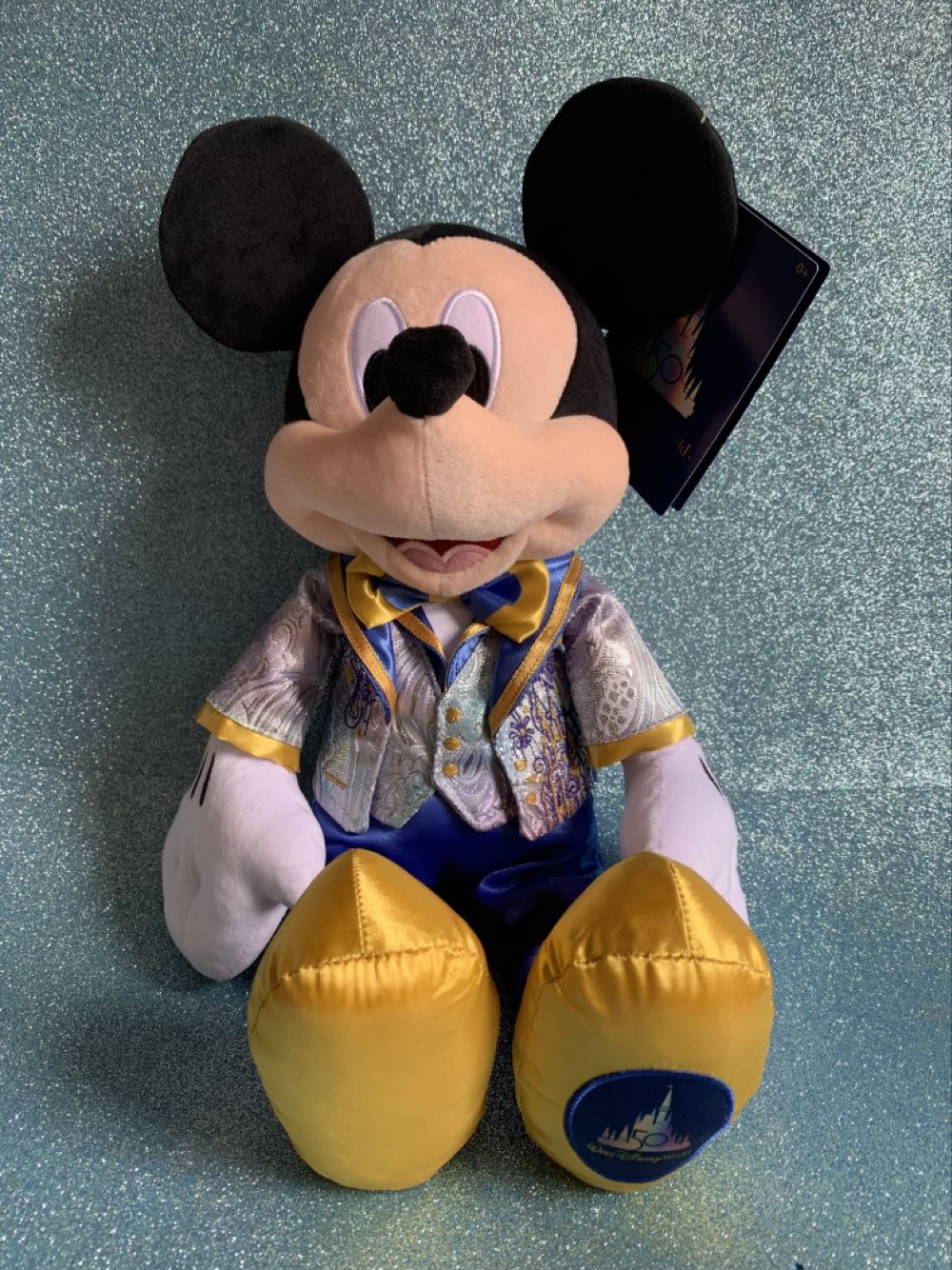 Walt World 50th Anniversary Series Mickey Mouse 14 Inch Plush Iridescent - Disney Theme Park Merchandise (Walt Disney World 50 Anniversary) action figure collectible [Barcode 412344853639] - Main Image 2