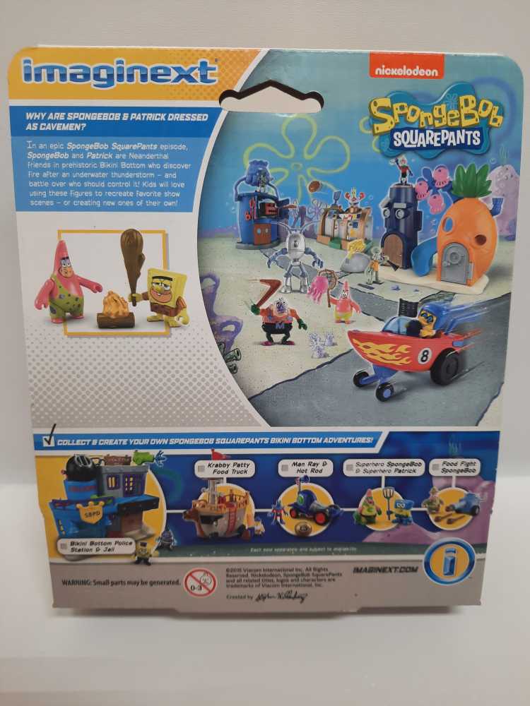 Caveman Spongebob & Caveman Patrick  (Imaginext: Spongebob: 3”) action figure collectible [Barcode 887961184112] - Main Image 2