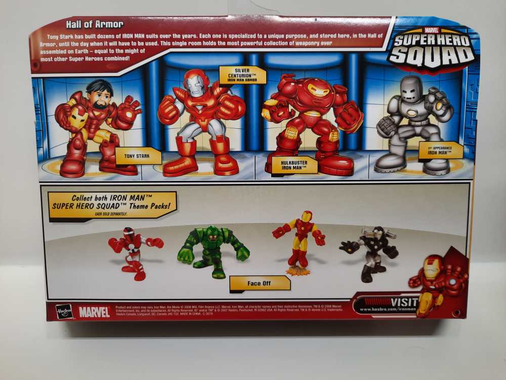 Hall Of Armor (Tony Stark, 1st Appr. Iron Man, Silver Centurion, Hulkbuster)  (Super Hero Squad: 4-Pack: 3”) action figure collectible [Barcode 653569297437] - Main Image 2
