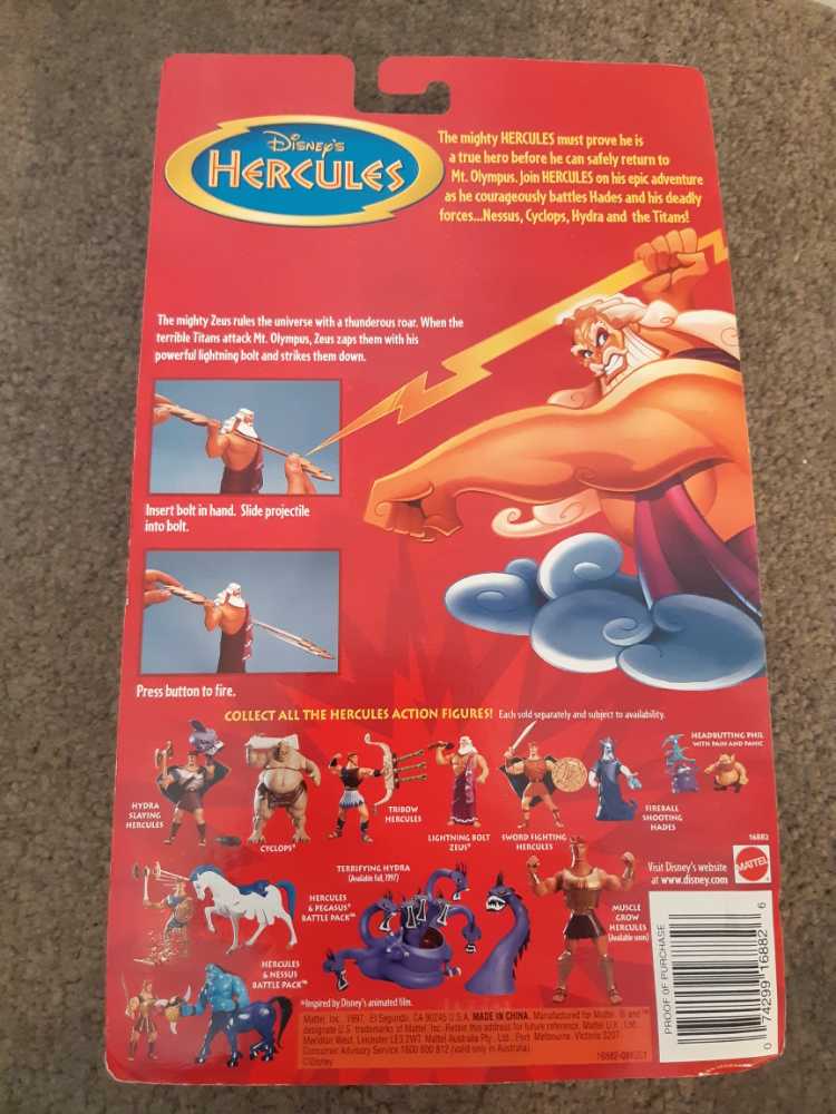 Disney’s Lightning Bolt Zeus - Mattel (Hercules) action figure collectible [Barcode 074299168826] - Main Image 2