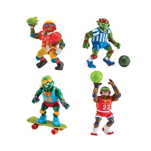 Sewer Sports 4-Pack (Shell Kickin’ Raph, Skate Boardin’ Mike, Slam Dunkin’ Don & T.D. Tossin Leo) - Playmates (Teenage Mutant Ninja Turtles) action figure collectible [Barcode 043377812005] - Main Image 1