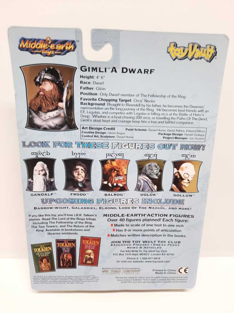 Gimli Of The Fellowship - Middle Earth Toys (LOTR: Toy Vault: 6”) action figure collectible [Barcode 651174010281] - Main Image 2