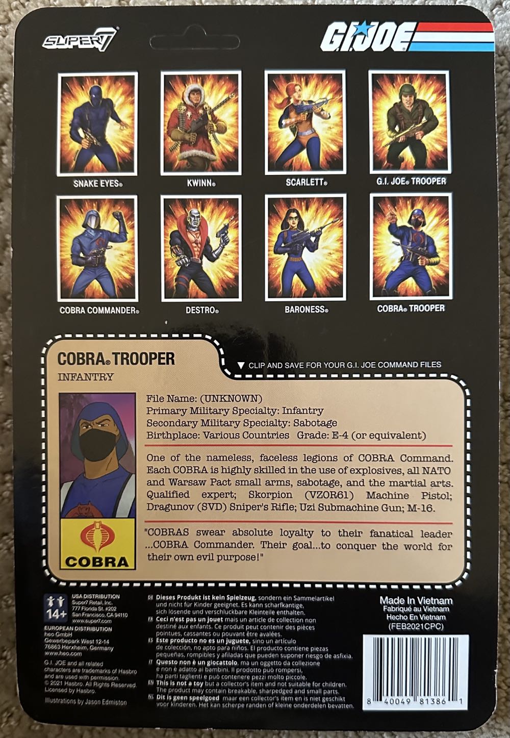 ReAction : Cobra Trooper (Infantry/Y-back Pink) - Super 7 (G.I. Joe ReAction) action figure collectible [Barcode 840049813861] - Main Image 2