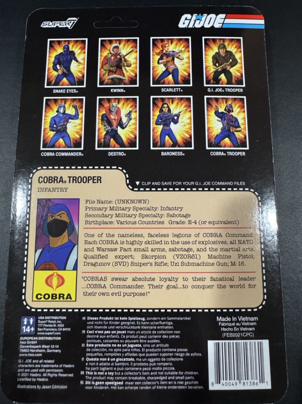 ReAction : Cobra Trooper (Infantry/Y-back Pink) - Super 7 (G.I. Joe ReAction) action figure collectible [Barcode 840049813861] - Main Image 4