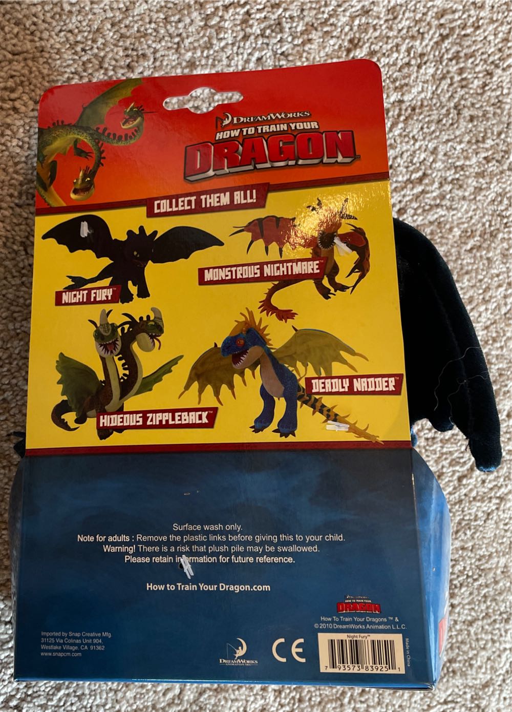 How To Train Your Dragon Night Fury 8.5 Inch Plush Toothless  action figure collectible [Barcode 793573839251] - Main Image 2