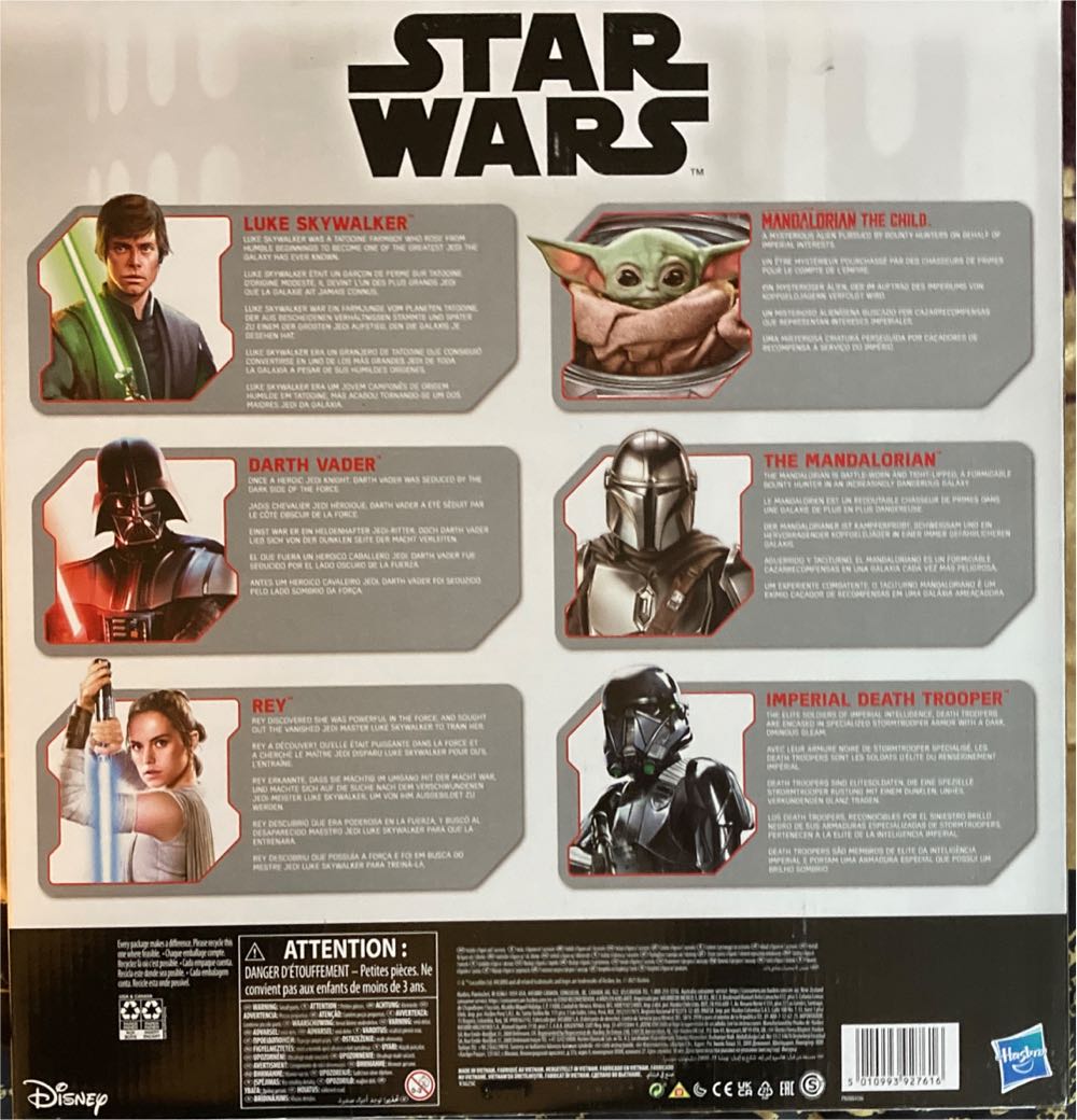 Luke Skywalker, Darth Vader, Rey, The Mandalorian, The Child (Grogu), Imperial Death Trooper - Disney / Hasbro (6” Value Line (Multipacks)) action figure collectible [Barcode 5010993927616] - Main Image 2