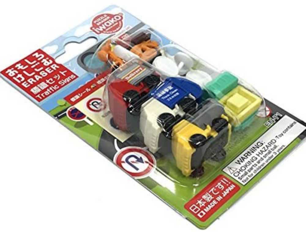 Iwako Eraser Blister Pack Traffic Signs Set - IWAKO action figure collectible [Barcode 4991685190093] - Main Image 2