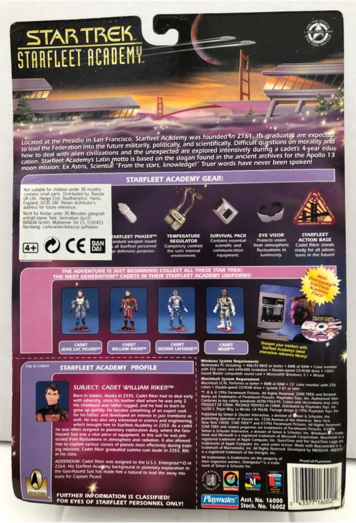 Cadet William Riker - Playmates (Star Trek Starfleet Academy) (Star Trek Starfleet Academy) action figure collectible - Main Image 2