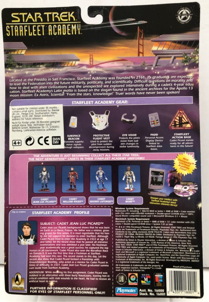 Cadet Jean Luc Picard - Playmates (Star Trek Starfleet Academy) (Star Trek Starfleet Academy) action figure collectible - Main Image 2