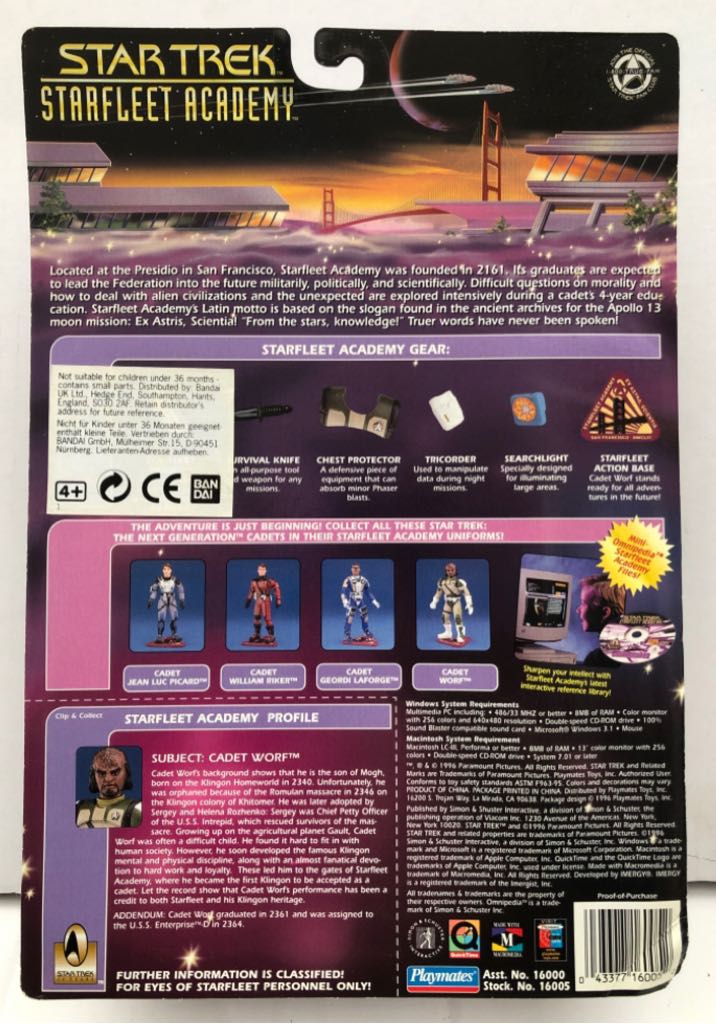 Cadet Worf - Playmates (Star Trek Starfleet Academy) (Star Trek Starfleet Academy) action figure collectible - Main Image 2