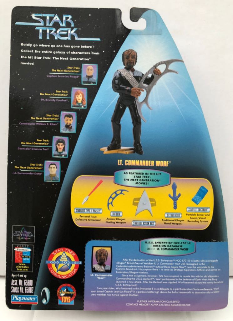 Lt. Commander Worf - Playmates (Star Trek Warp Factor Series) (Star Trek Warp Factor Series) action figure collectible - Main Image 2