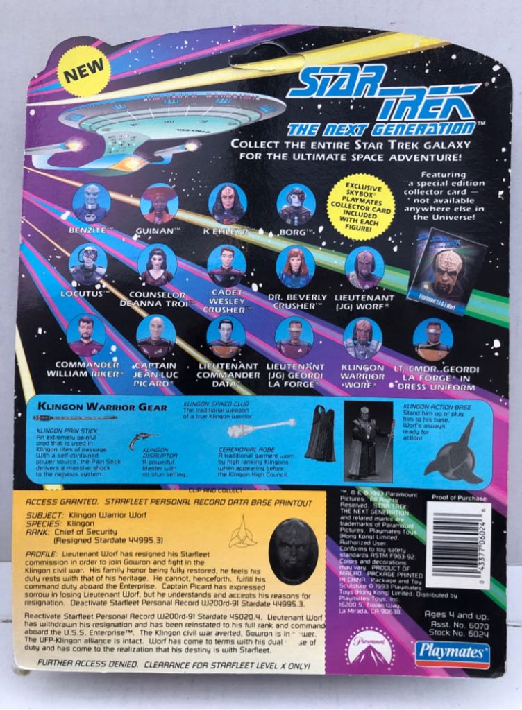 Klingon Warrior Worf - Playmates (Star Trek TNG) (Star Trek TNG) action figure collectible - Main Image 2