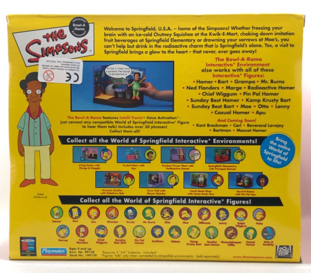 The Simpsons - WOS - Pin Pal Apu with Bowl-A-Rama - Playmates (The Simpsons) (World of Springfield: Simpsons) action figure collectible - Main Image 2