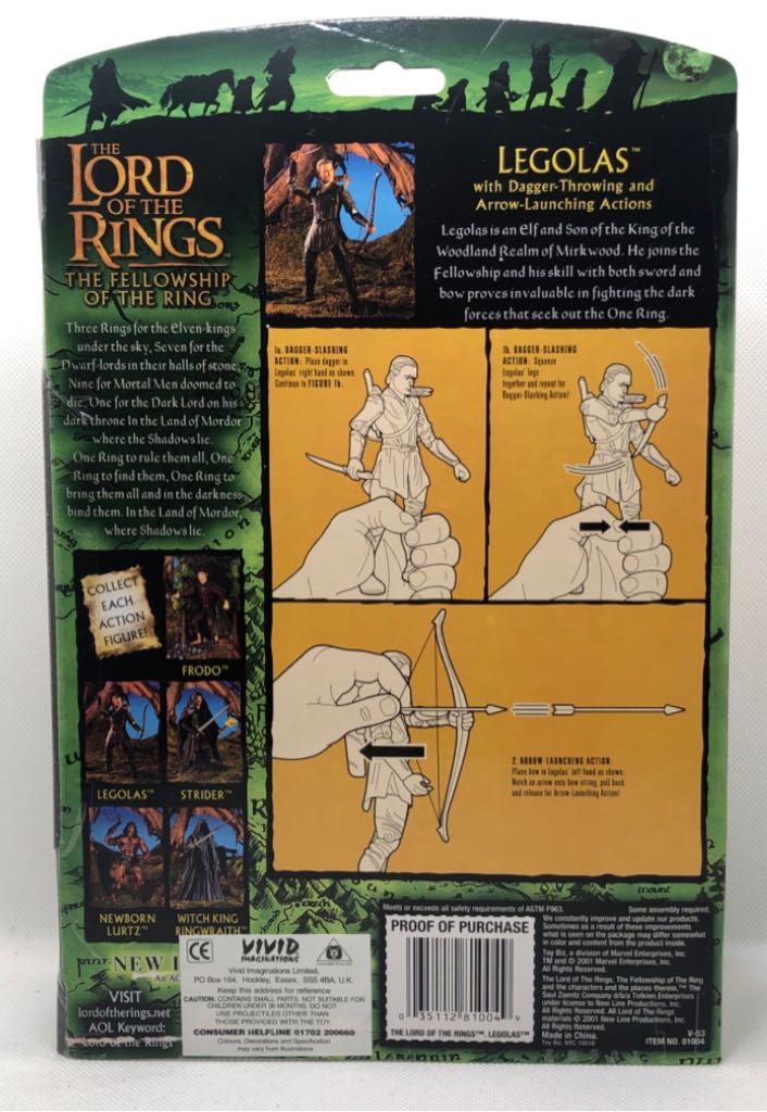 Legolas (Dagger& Arrow Action) - TOYBIZ (Lord Of The Rings) (Lord Of The Rings) action figure collectible - Main Image 2
