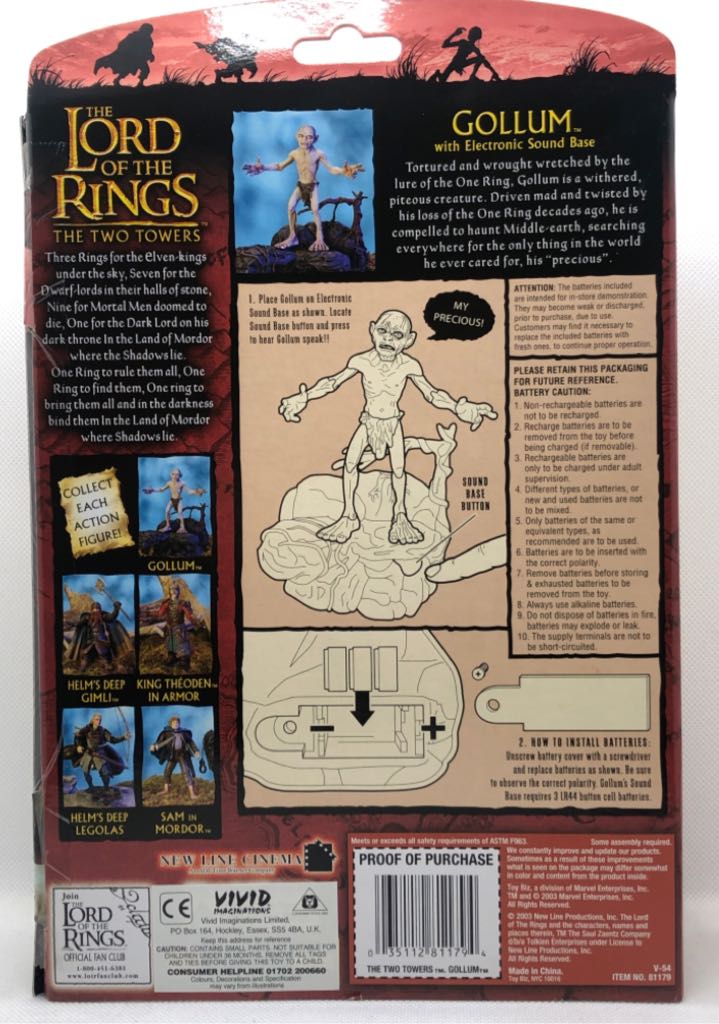 Gollum (Electronic Sound Base) - TOYBIZ (Lord Of The Rings) (Lord Of The Rings) action figure collectible - Main Image 2
