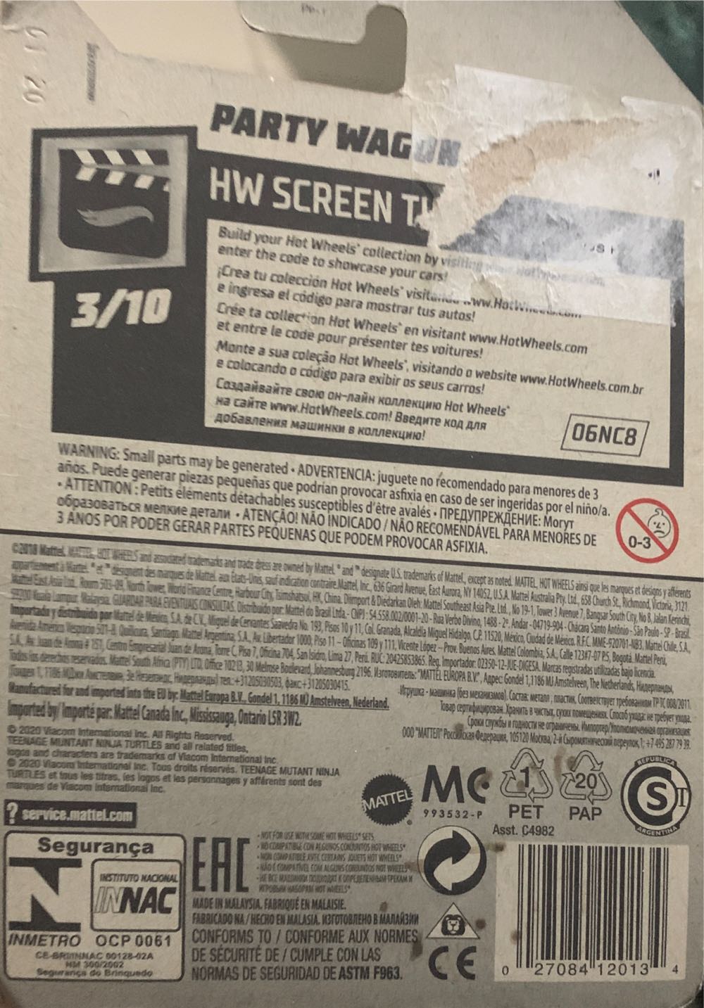 Hot Wheels Party Wagon - Hot Wheel / Mattel (Teenage Mutant Ninja Turtles) action figure collectible [Barcode 027084120134] - Main Image 3