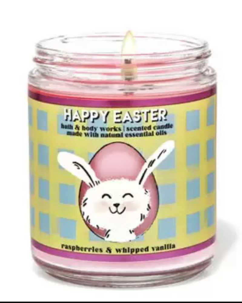 CANDLE: Easter Bath and Bodyworks Happy Easter Raspberry And Whipped Vanilla  Single Wick 2022 - Bath & Bodyworks (Easter Candles) action figure collectible [Barcode 667556324587] - Main Image 3