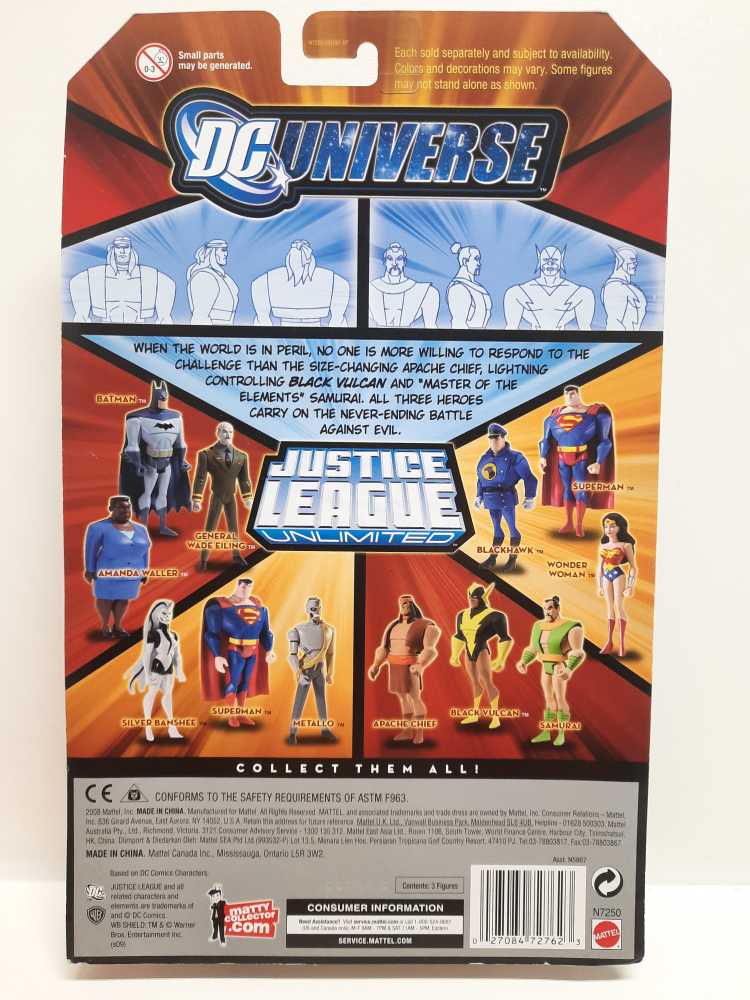 JLU 3-Pack Black Vulcan Apache Chief Samurai - Mattel (Justice League Animated) action figure collectible [Barcode 027084727623] - Main Image 2