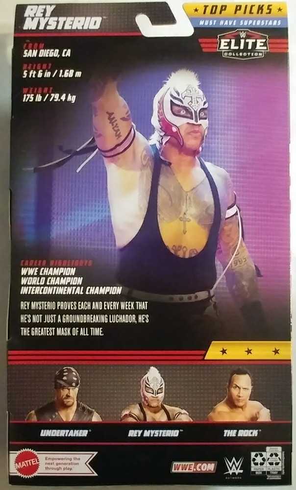 REY MYSTERIO (BLACK & PINK) - WWE ELITE TOP PICKS 2023 (WAVE 1) - Mattel (Attire Date: 2002–2003 @ WWE SmackDown) action figure collectible [Barcode 194735022250] - Main Image 2