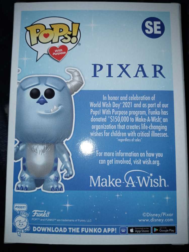 Disney Monster Inc Sulley (Make A Wish) - Funko (Make-a-Wish) (Disney Pixar) action figure collectible [Barcode 889698636704] - Main Image 2
