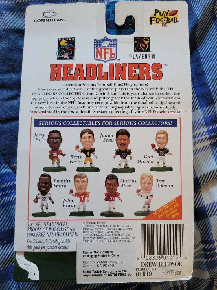 Drew Bledsoe - Corinthian (NFL Headliners) action figure collectible [Barcode 608326010194] - Main Image 2