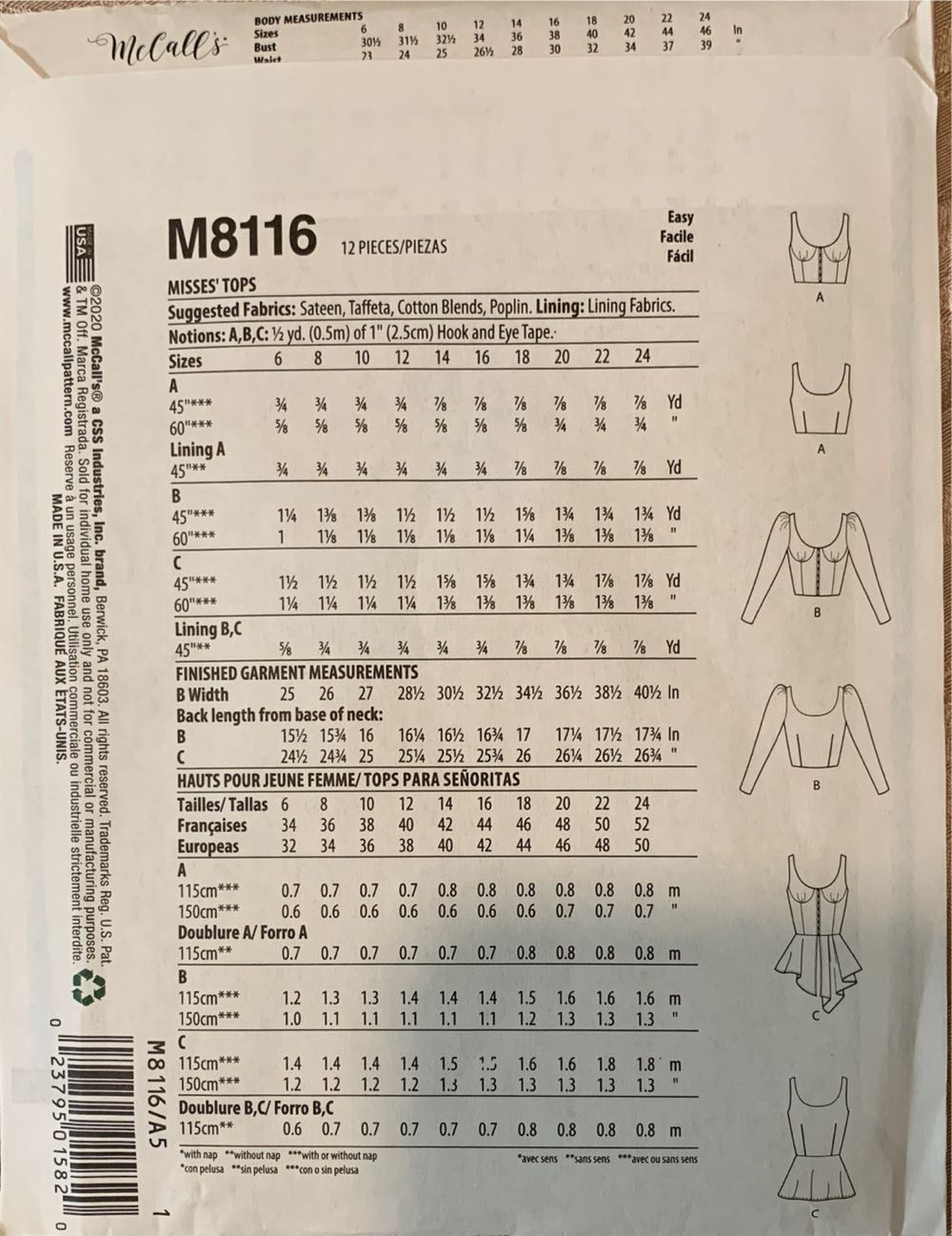 Mccall Pattern 6-8-10-12 6-8-10-12-14  action figure collectible [Barcode 023795015820] - Main Image 2