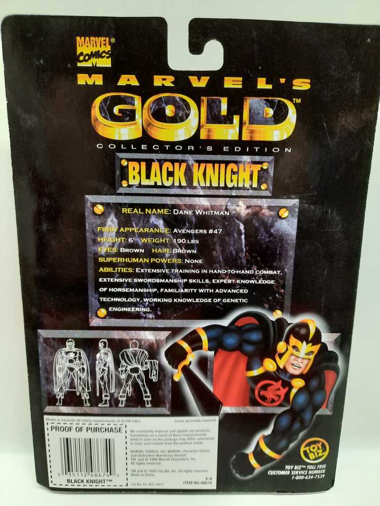 Black Knight - Toy Biz (Marvel’s Gold) action figure collectible [Barcode 035112486749] - Main Image 2