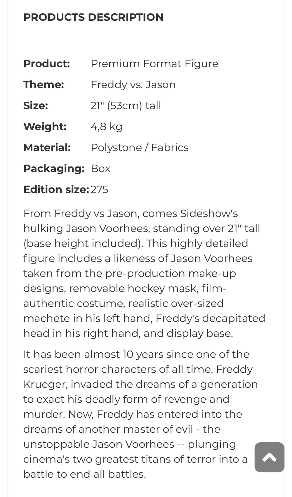 1:4 Sideshow: Freddy Vs Jason Jason Voorhees - Sideshow Collectibles (Freddy Vs Jason) action figure collectible [Barcode 747720206830] - Main Image 4