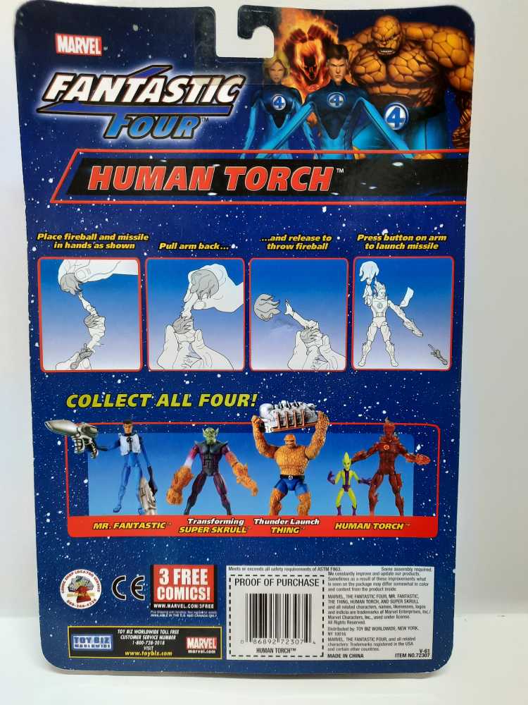 Toybiz Fantastic Four Classics Human Torch Clear With Impossible Man - Toy Biz (Fantastic Four Classics) (Marvel: Fantastic Four: Classics: 6”) action figure collectible [Barcode 086892723074] - Main Image 2