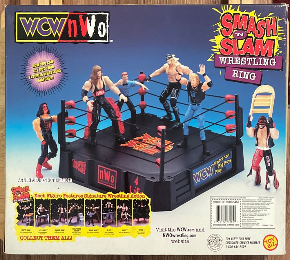 WCW ToyBiz K.B. Toys Exclusive Smash ‘N Slam Wrestling Ring With “Mean” Gene Okerlund - WCW Toybiz (WCW ToyBiz K.B. Toys Exclusive Smash ‘N Slam Wrestling Ring With “Mean” Gene Okerlund) action figure collectible [Barcode 035112772651] - Main Image 2