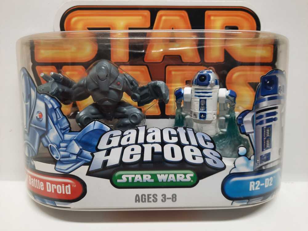 R2-D2 & Super Battle Droid  (Star Wars: Galactic Heroes: 2”) action figure collectible [Barcode 653569039679] - Main Image 1