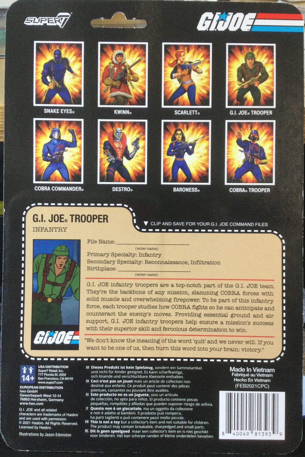 GI Joe Super 7 ReAction #46:- G.I. Joe Trooper - Hasbro (G.I. Joe (Super7)) action figure collectible - Main Image 2