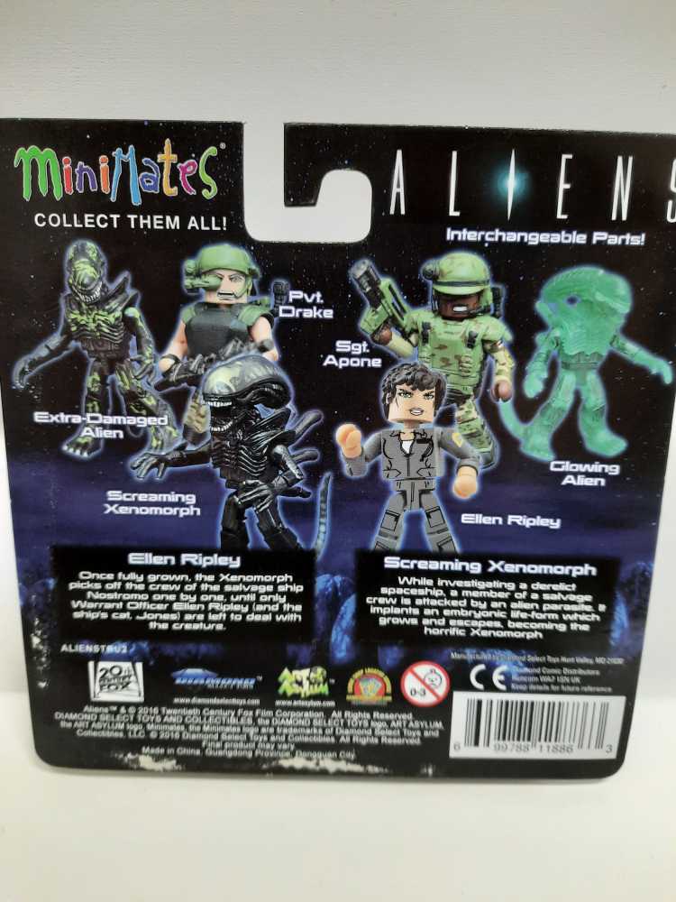 Ellen Ripley & Screaming Xenomorph Mini Mates - Diamond Select (Alien) action figure collectible [Barcode 699788118863] - Main Image 2