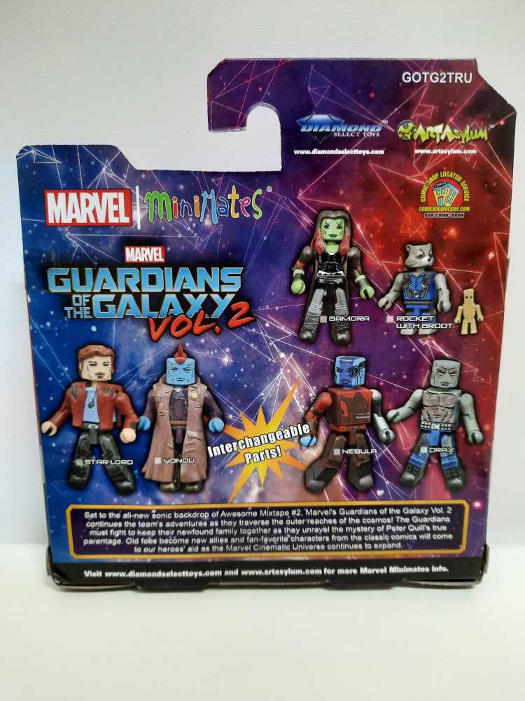 Gamora & Rocket With Groot  (MiniMates) action figure collectible [Barcode 699788816684] - Main Image 2