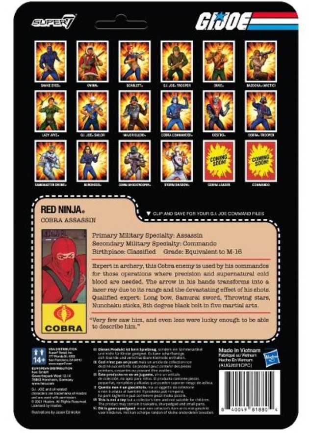 GI Joe Super 7 ReAction #23: Red Ninja  - Super 7 (G.I. Joe ReAction) action figure collectible [Barcode 840049818804] - Main Image 2