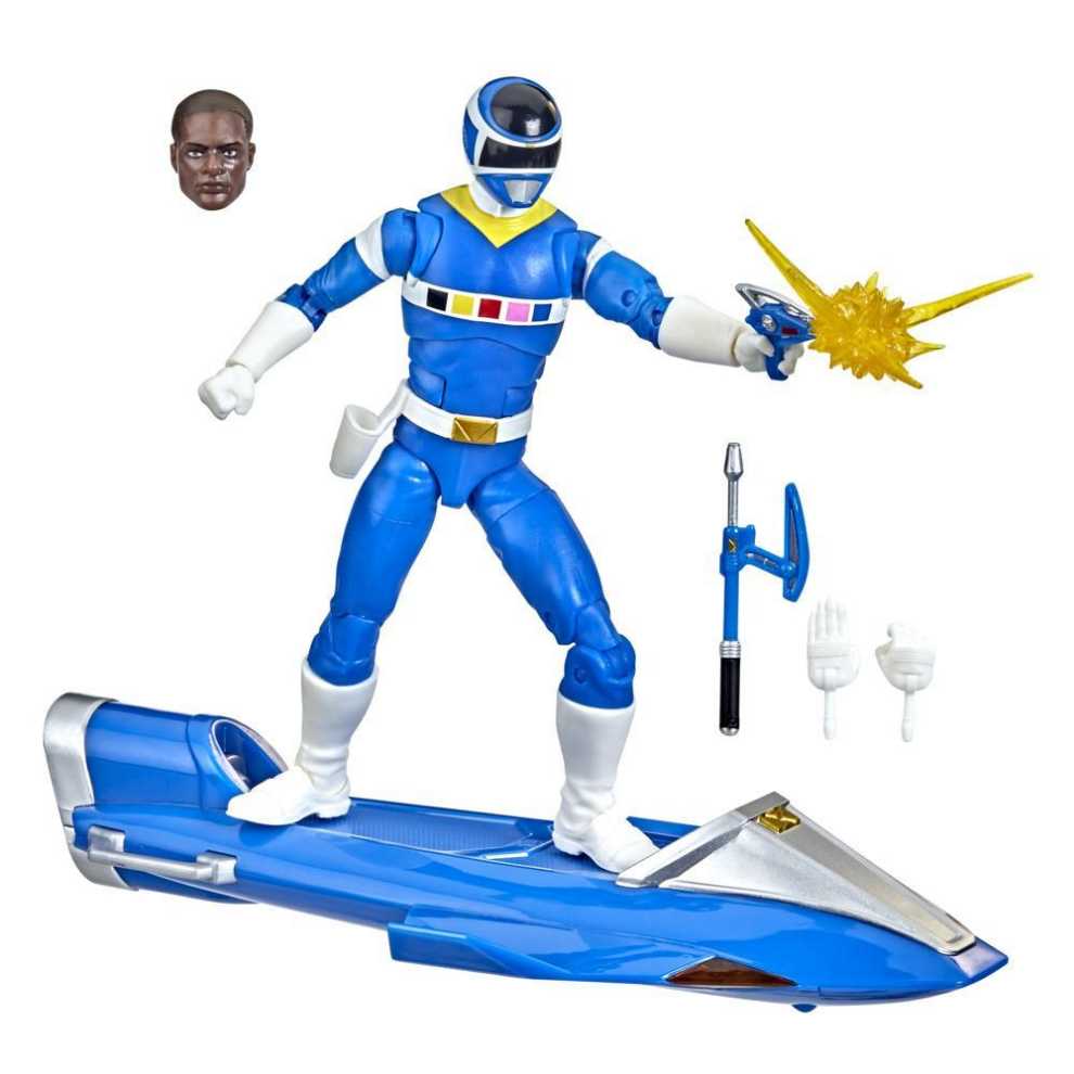 Mighty Morphin Power Rangers Lightning Collection Blue In Space Ranger (TJ Johnson) W/ Glider - Hasbro (Power Rangers: Lightning Collection) action figure collectible [Barcode 5010993941865] - Main Image 2