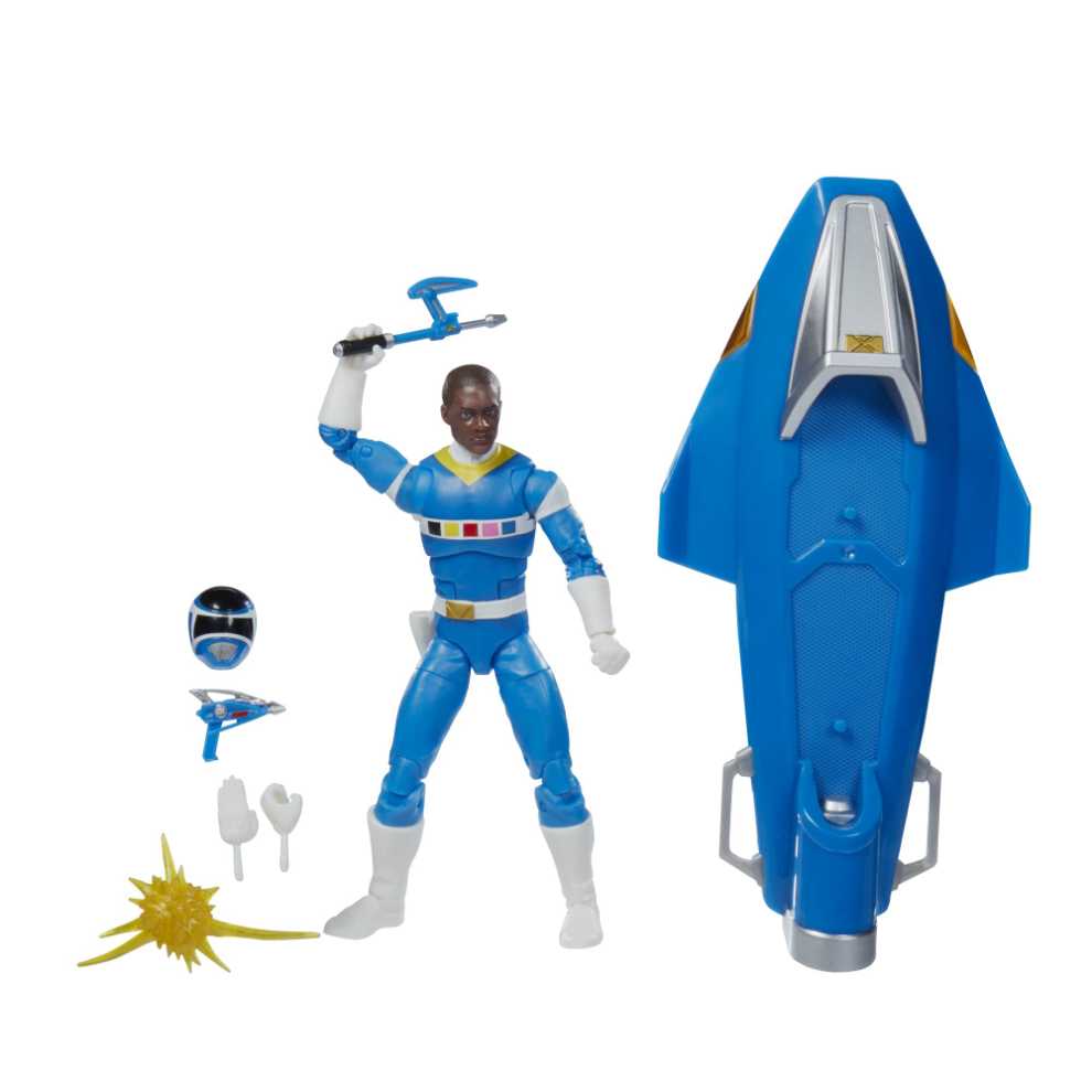 Mighty Morphin Power Rangers Lightning Collection Blue In Space Ranger (TJ Johnson) W/ Glider - Hasbro (Power Rangers: Lightning Collection) action figure collectible [Barcode 5010993941865] - Main Image 3