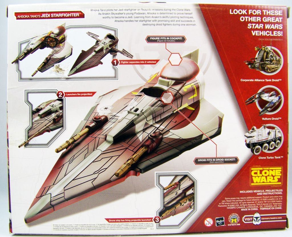 Star Wars Vehicle: Ahsoka Tano’s Jedi StarFighter - Hasbro (The Clone Wars) action figure collectible [Barcode 653569426097] - Main Image 2