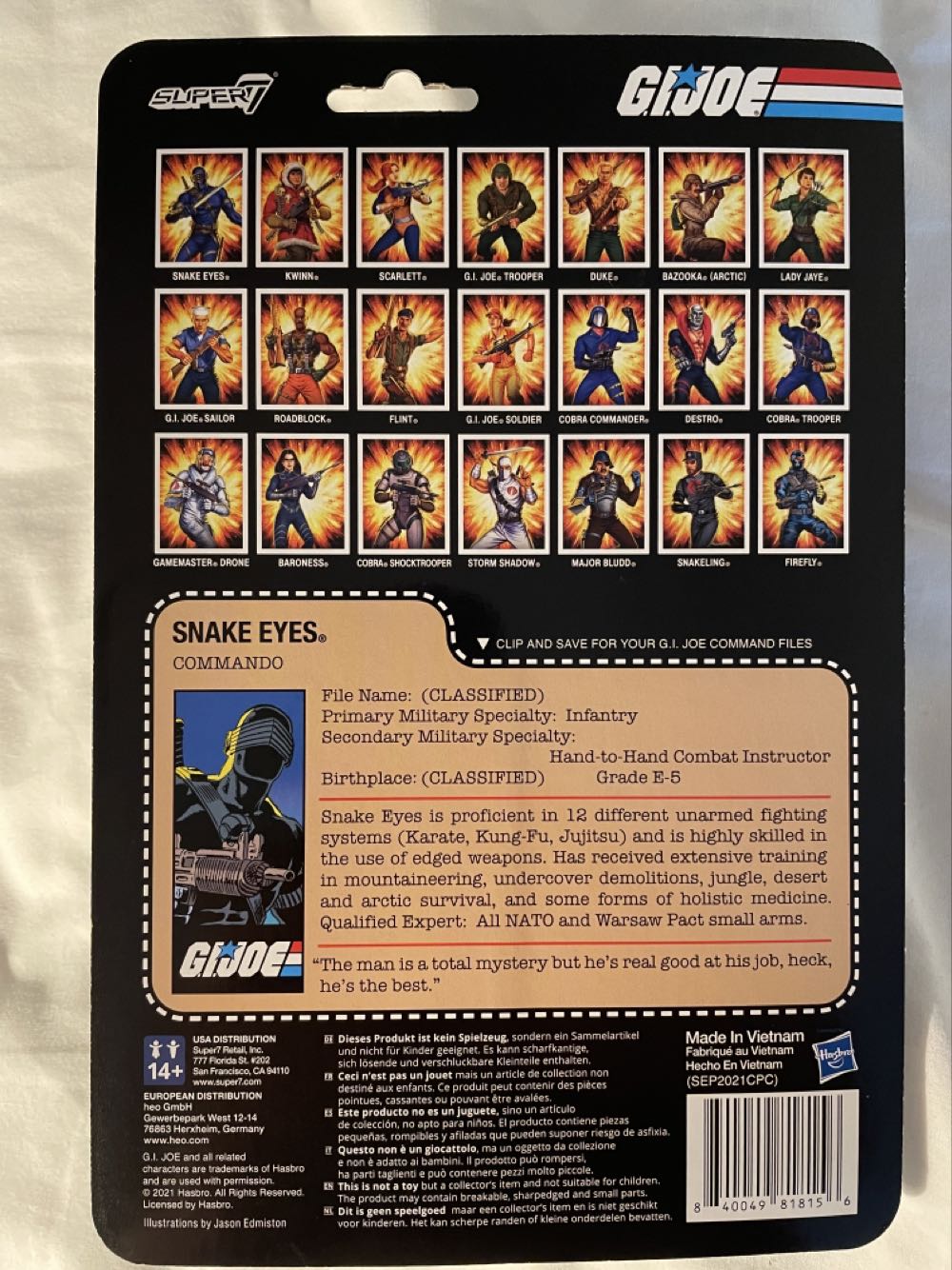 Snake Eyes (V2) - Super7 (G.I. Joe: A Real American Hero: Super7 ReAction) action figure collectible [Barcode 840049818156] - Main Image 3