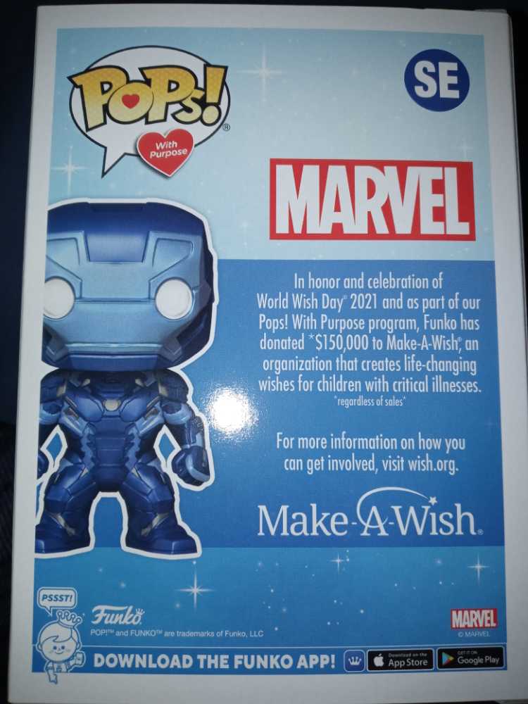 Iron Man Make A Wish: Metallic Iron Man #SE - Funko (Make-a-Wish) (Marvel (Make-a-Wish)) action figure collectible [Barcode 889698636742] - Main Image 2