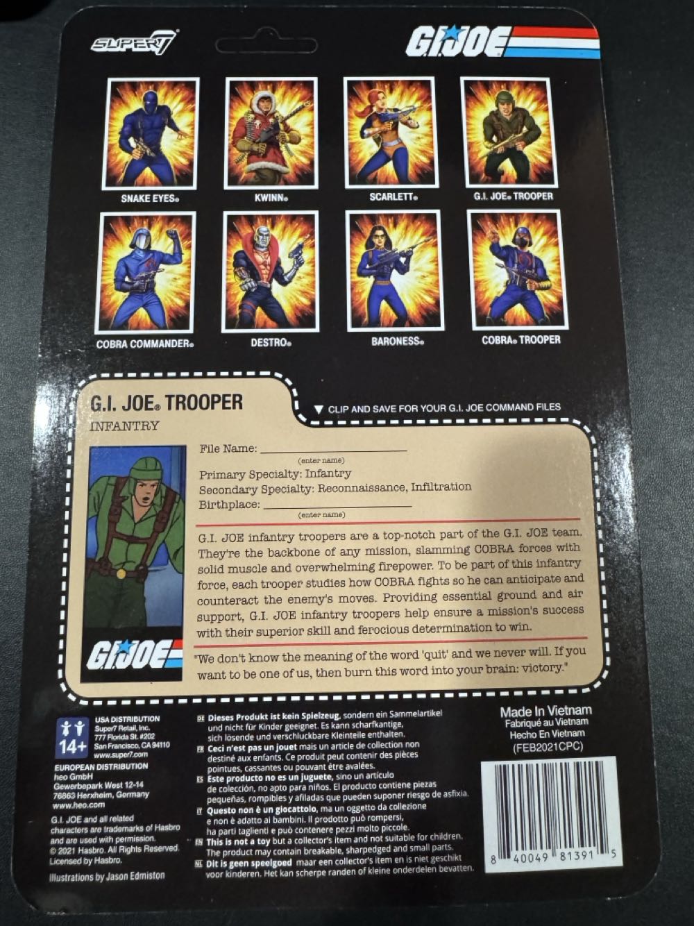 ReAction : G.I. Joe Trooper (Infantry/Greenshirt/Pink) - Super 7 (G.I.Joe) action figure collectible [Barcode 840049813915] - Main Image 3