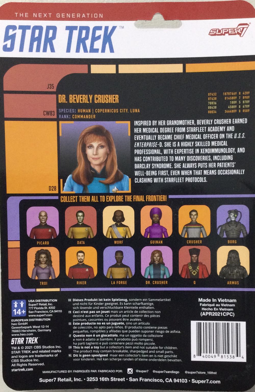 Doctor Beverly Crusher - Super7 (Star Trek: The Next Generation) action figure collectible [Barcode 840049815384] - Main Image 2