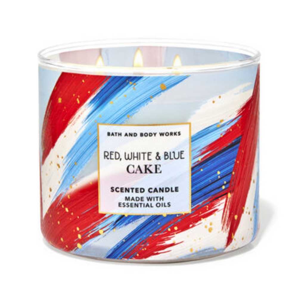 CANDLE: USA Patriotic Bath & Body Works Red, White & Blue Cake  2022 - Bath & Bodyworks Candle (USA Candles) action figure collectible - Main Image 3