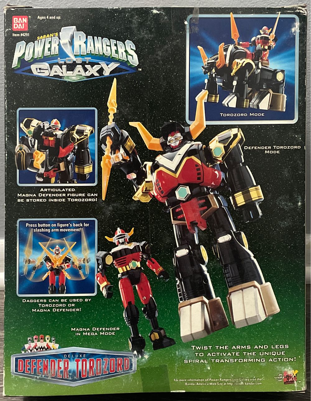 Power Rangers Lost Galaxy Deluxe Defender Torozord Megazord - Bandai action figure collectible [Barcode 045557042912] - Main Image 2