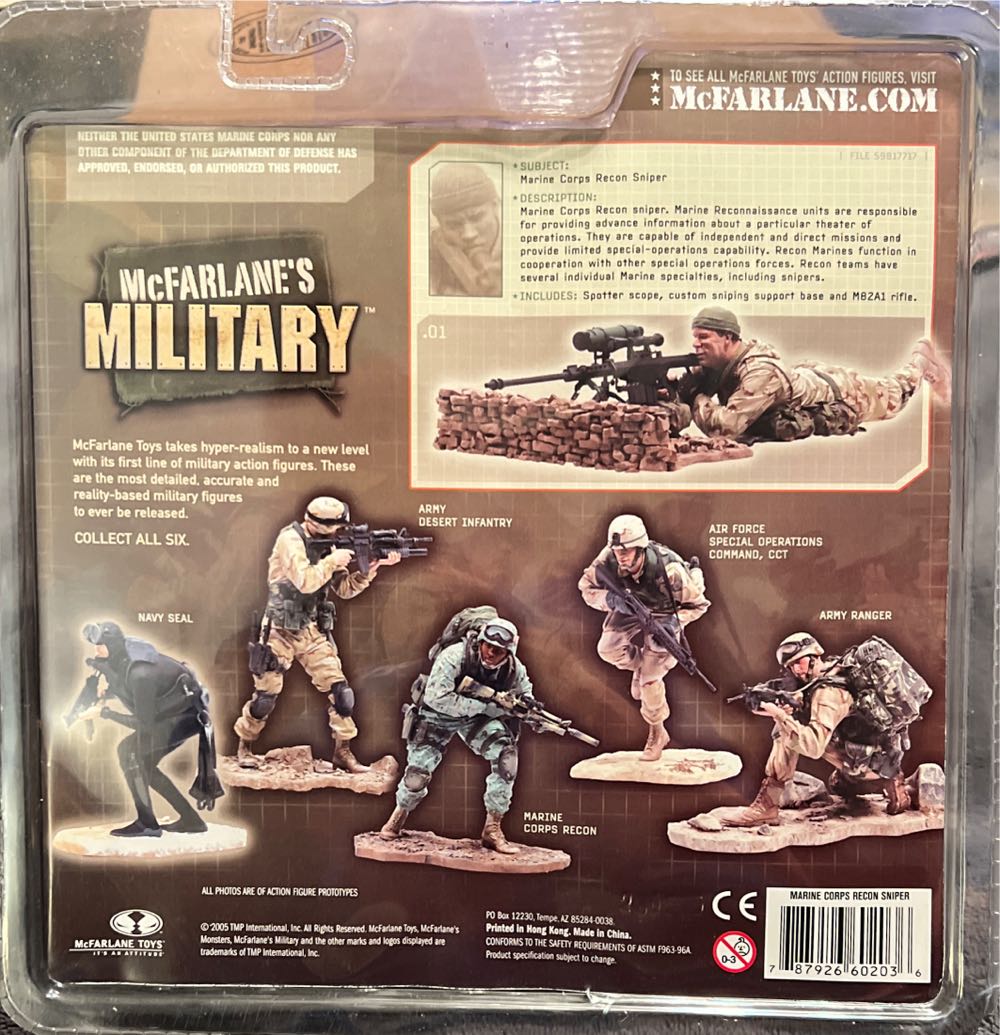 Mcfarlane’s Military Marine Corps Recon Sniper With Gun By Mcfarlane - McFarland Toys (Mcfarlane Military) action figure collectible [Barcode 787926602036] - Main Image 2