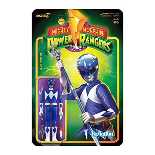 Mighty Morphin Power Rangers (ReAction): Blue Ranger - Super 7 (Mighty Morphin Power Rangers) action figure collectible [Barcode 840049814196] - Main Image 1