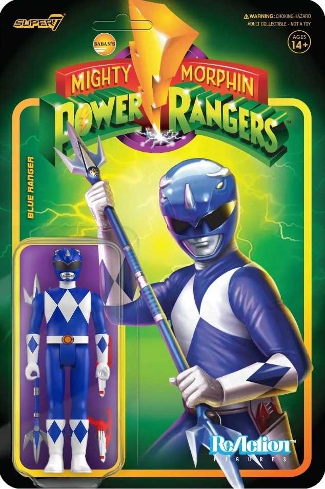 Mighty Morphin Power Rangers (ReAction): Blue Ranger - Super 7 (Mighty Morphin Power Rangers) action figure collectible [Barcode 840049814196] - Main Image 2