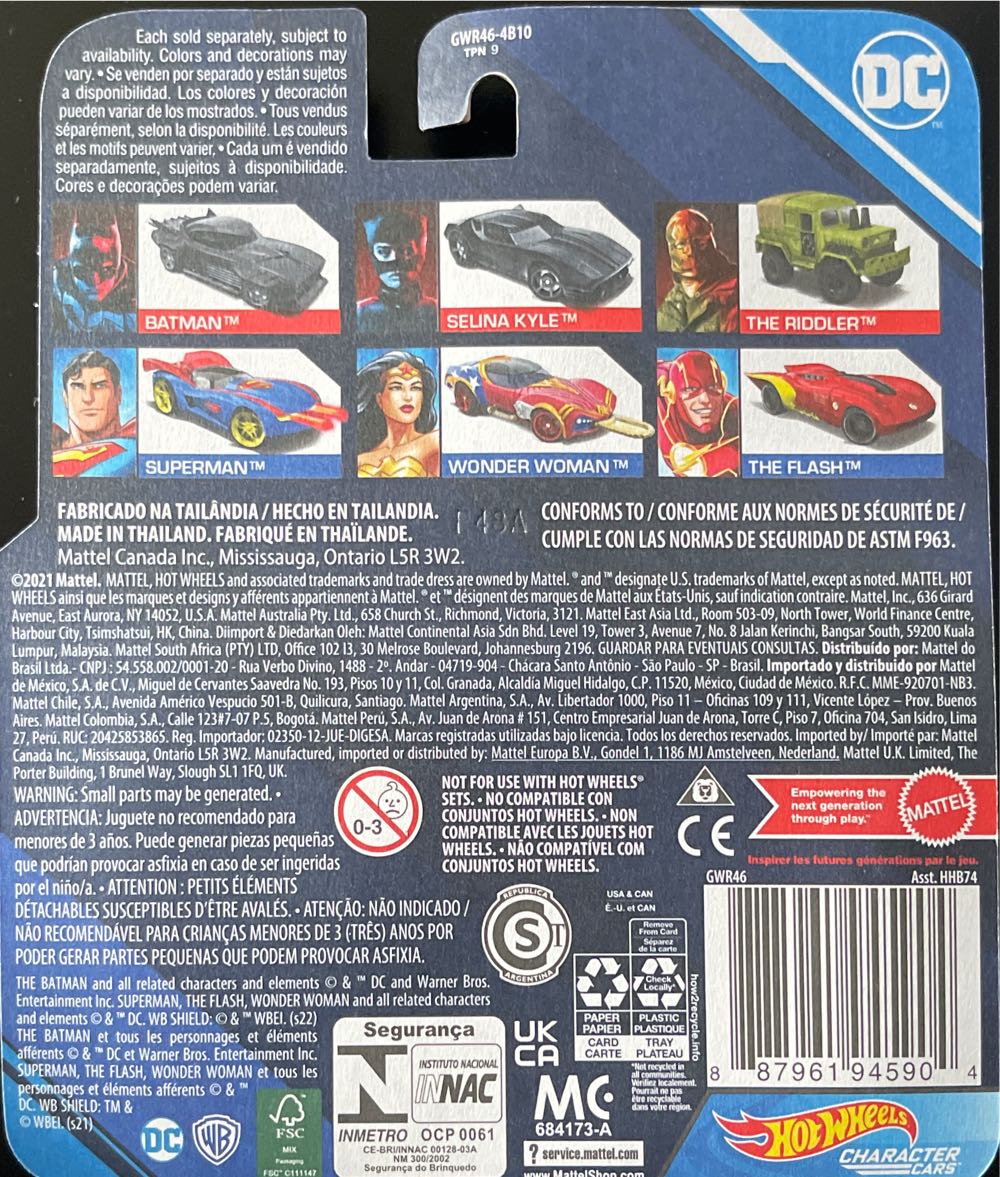 Hot Wheels The Batman Character Cars - The Riddler  action figure collectible [Barcode 887961945904] - Main Image 2